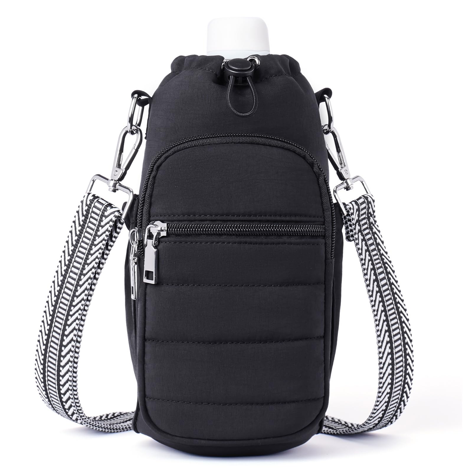 Lexiyat 40oz / 1200ml Water Bottle Holder Bag โ Insulated Crossbody Carrier with Strap โ Lightweight Travel & Hiking Bag for Women Black