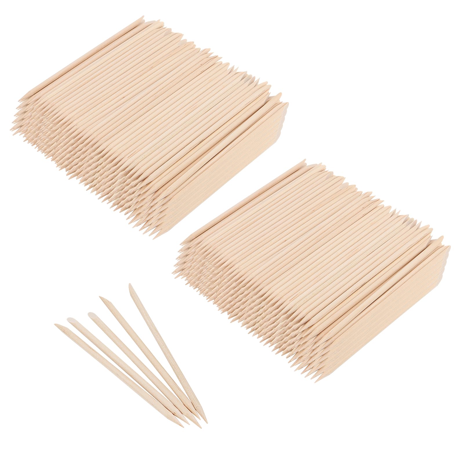 SOUJAP 2000 palillos de uñas de madera naranja de 4.5 pulgadas, empujador de cutículas de madera de doble cabeza para limpieza de uñas, manicura y pedicura