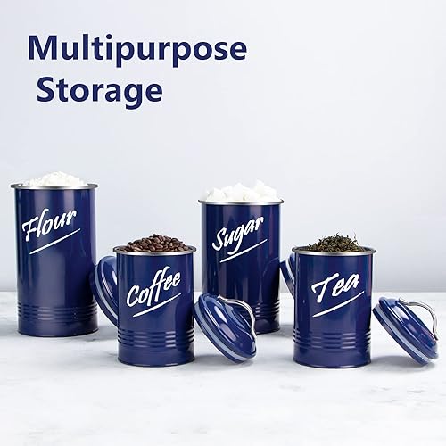 Miniatura 2 de Hillbond Juego de 4 recipientes de almacenamiento de alimentos azul marino (azul marino)