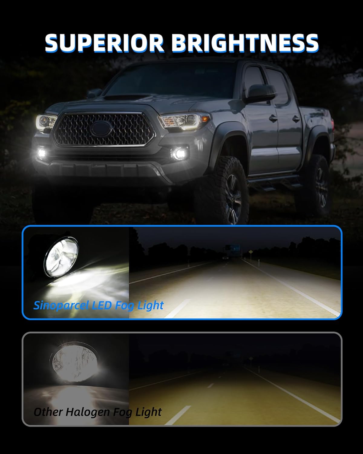Sinoparcel LED Fog Light Assembly Replacement for Toyota Tacoma 2016-2023, Tundra 2014-2023, Camry 2007-2014 2018-2023, RAV4 2016-2019 with Position Light DRL Function, IP67 Waterproof, 1 Pair