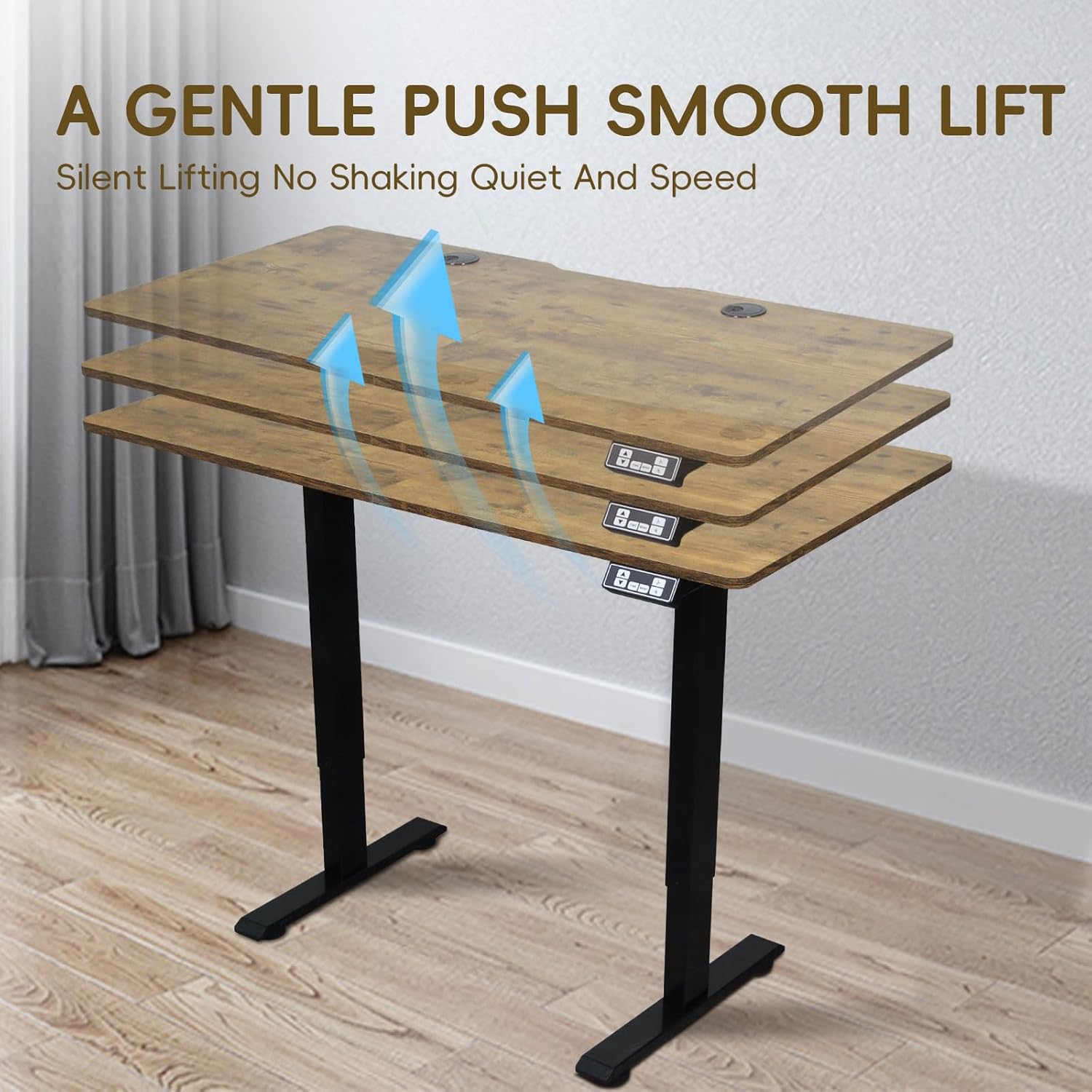 Electric Standing Desk, Adjustable Height Stand up Desk, Sit Stand Home Office Workstation with Splice Board (Rustic Brown, 55")