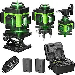 Nível Laser, Moniss 4D 16 Linhas Laser Nível 3° Máquina Autoniveladora Ferramenta de Nivelamento de Bateria de Lítio Recarregável USB com Linhas de Inclinação Horizontal Vertical Verde EUA Plugue