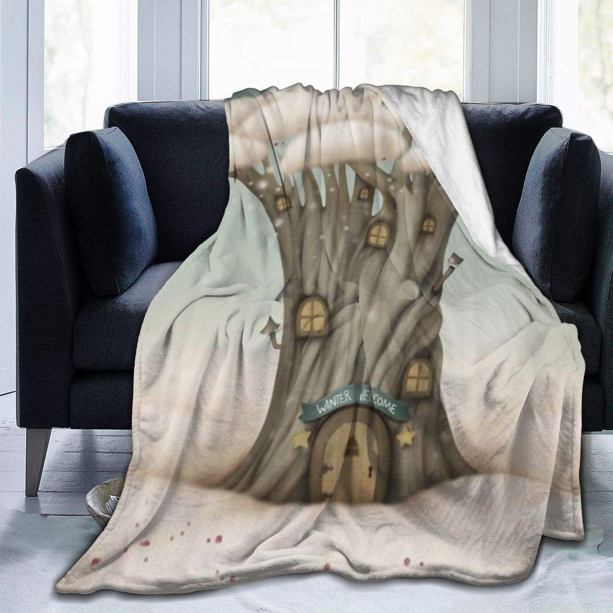 Couverture en molleton doux imprimé nuage dessin animé plaid lit et canapé 120x150cm
