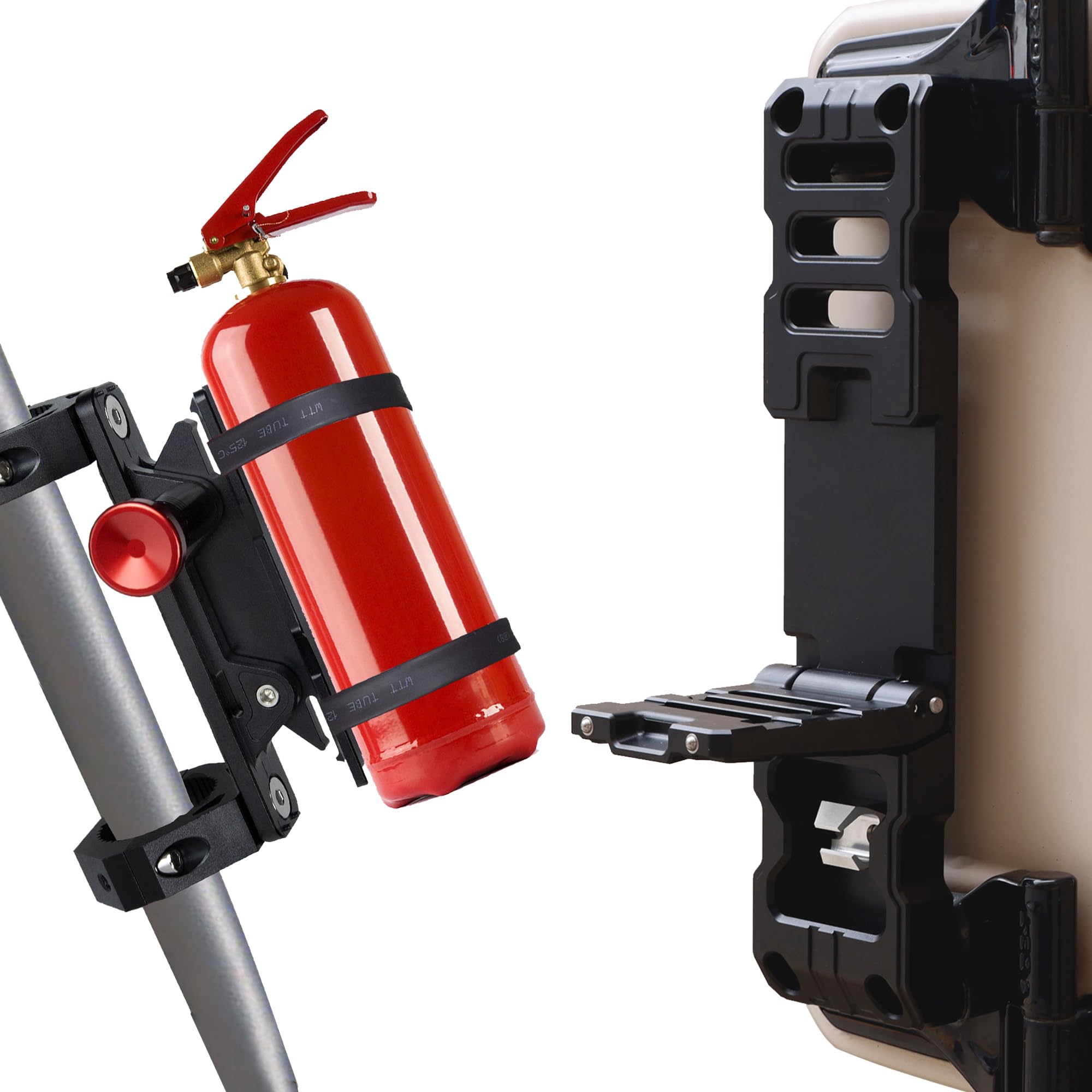 Door Hinge Step for 2007-2023 Jeep Wrangler with UTV Quick Release Fire Extinguisher Mount for 1.75''-2'' Roll Bar