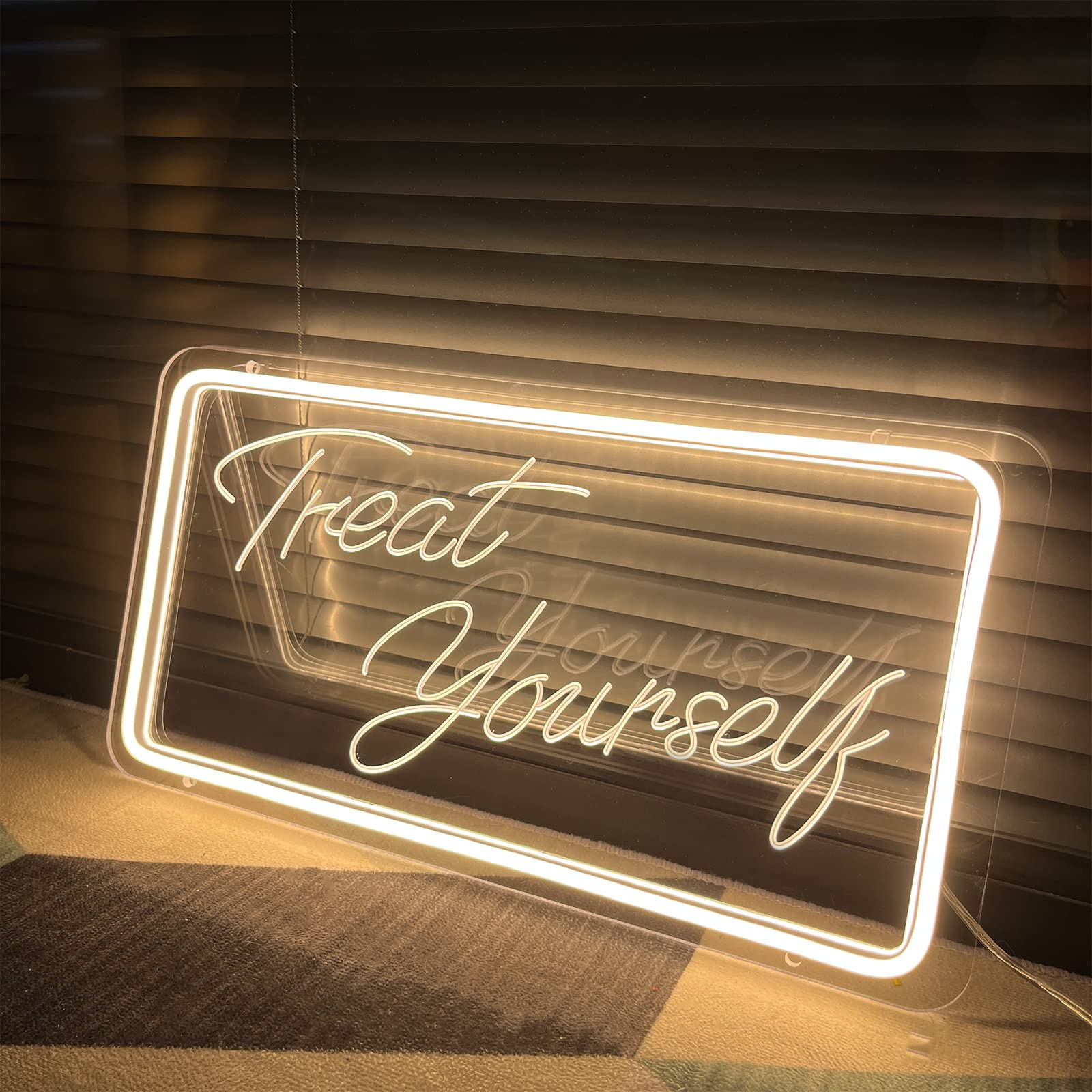 Treat Yourself Neon Sign Led Neon Lights Signs for Wall Bedroom Art Home Decor Neon Light for Any Age Children's Room Bar Beer Wedding Birthday Party Halloween Christmas Sign Decorations