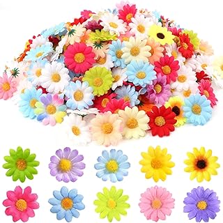 200 pcs Têtes de Fleurs Artificielles, 4 cm Marguerite Têtes de Fleurs Paquerette Artificielle pour Bricolage Artisanat Décoration de Fête de Mariage
