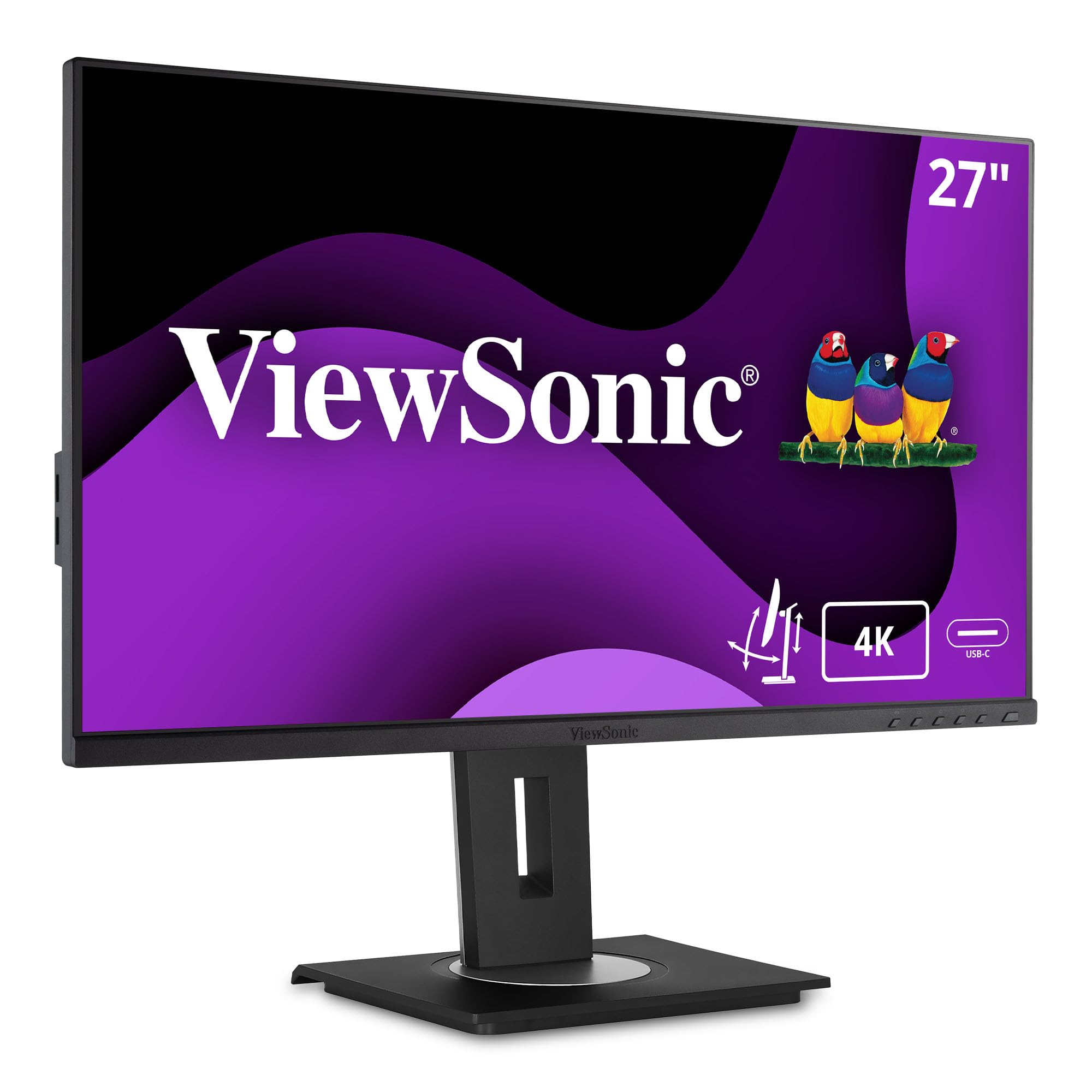 Viewsonic VG2756-4K 68,6 cm (27 Zoll) Büro Monitor (4K UHD, IPS-Panel, HDMI, DP, RJ45 Ethernet, USB C, Höhenverstellbar, Lautsprecher, Eye-Care, 4 Jahre Austauschservice) Schwarz