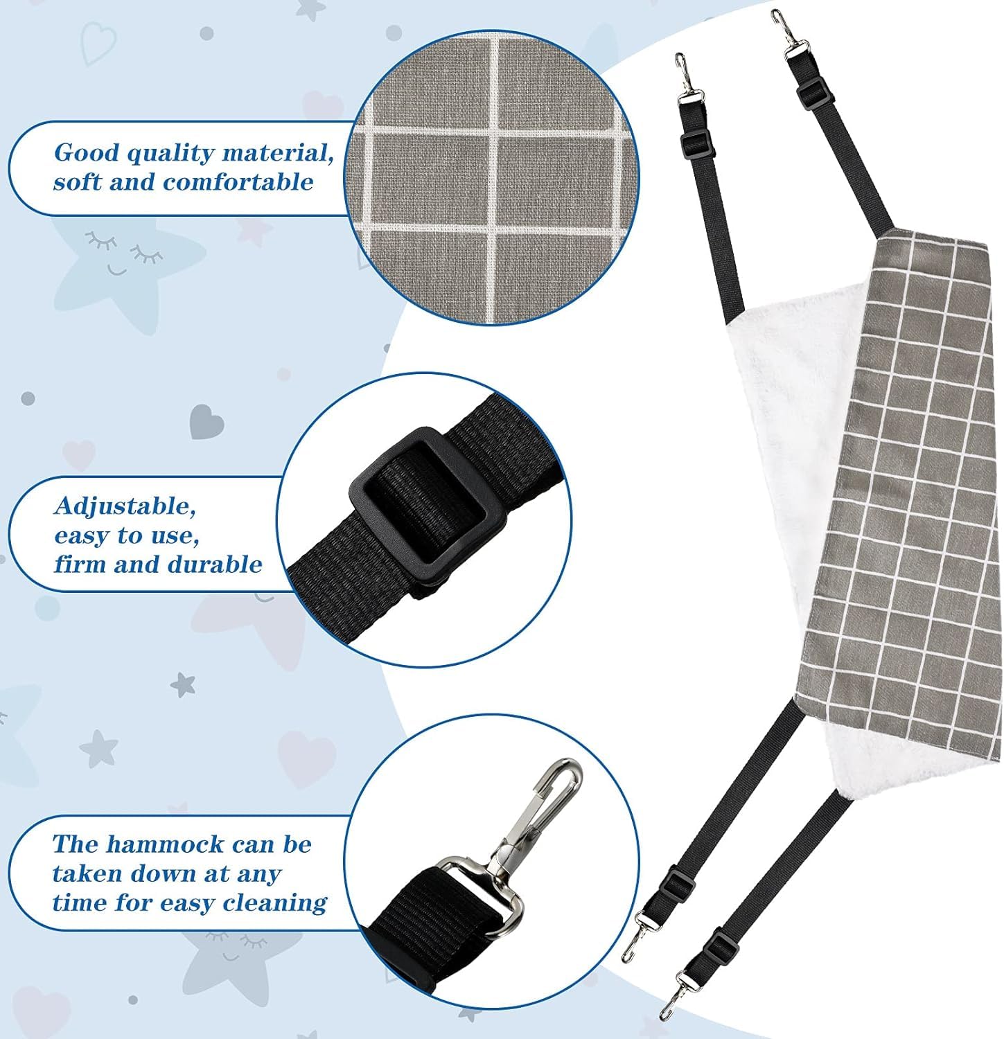 يوروتشي ارجوحة معلقة للقطط قابلة للعكس وناعمة وجيدة التهوية مع حزام قابل للتعديل للقطط والكلاب الصغيرة (مقاس L)