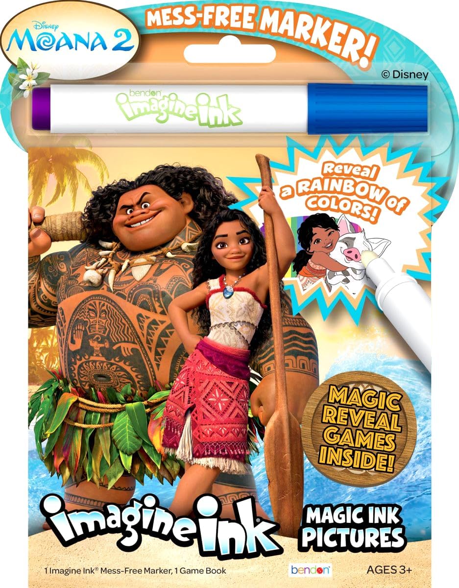 Disney Princess Magic Ink Coloring Book Set - Bundle of 3 Imagine Ink Books for Girls Kids Featuring Disney Princess, Moana, and Frozen