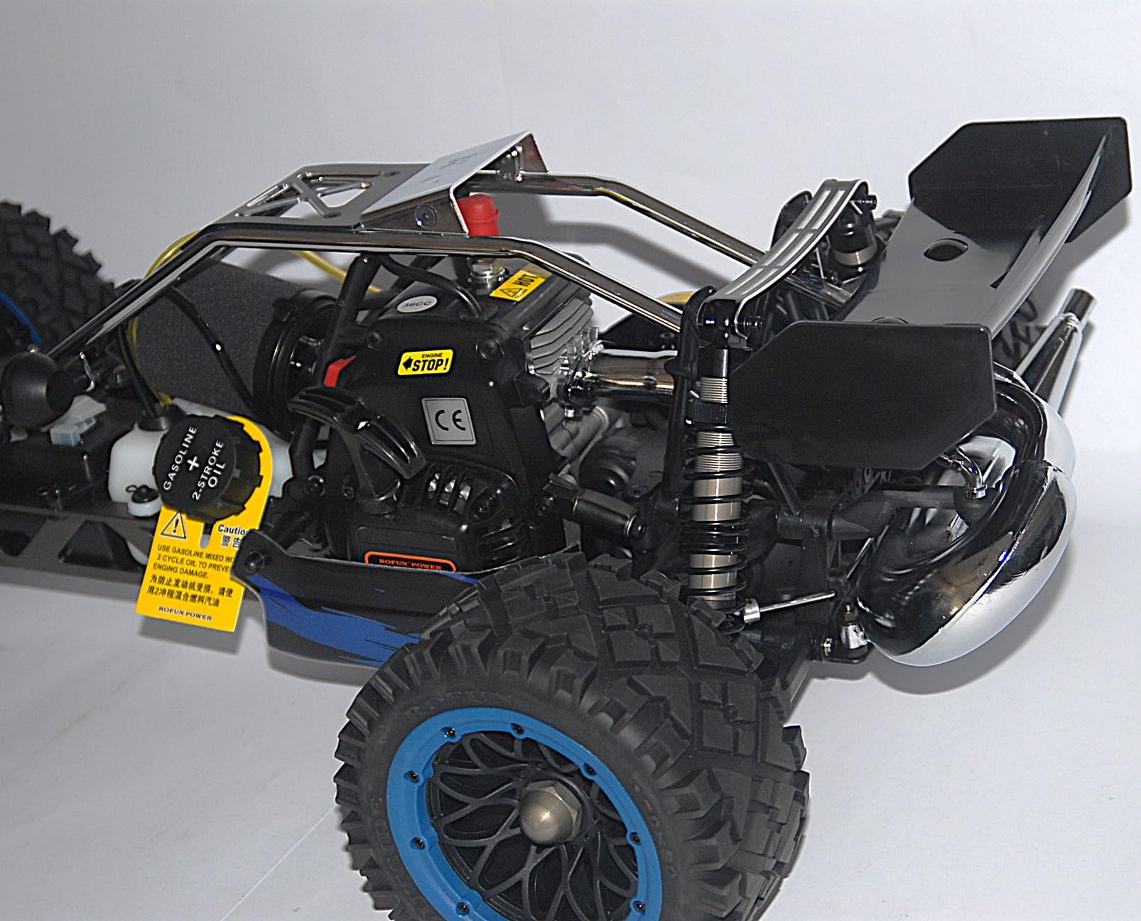 Auto RC 1/5 Baha Baja 36cc 2WD Off Road Blu – Auto RC a Benzina Versione Speciale AS Hobby con Cerchioni Scomponibili 20 Raggi e Gomme All Terrain Incollate – 2.4 GHz