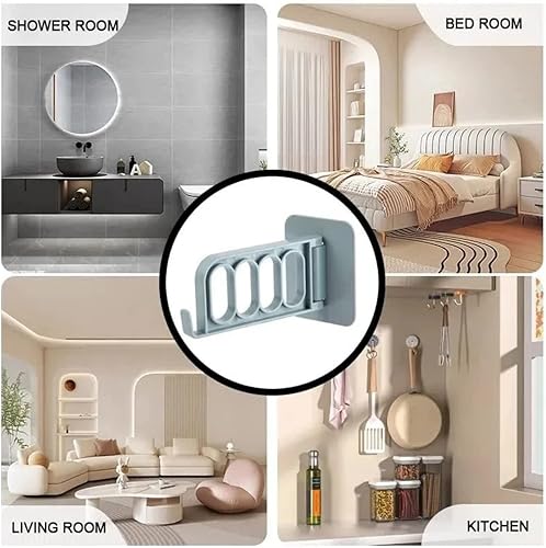Miniatura 5 de Percha plegable sin perforaciones, pequeña percha plegable para ropa, ganchos de almacenamiento para paredes, 4 agujeros montado en la pared,