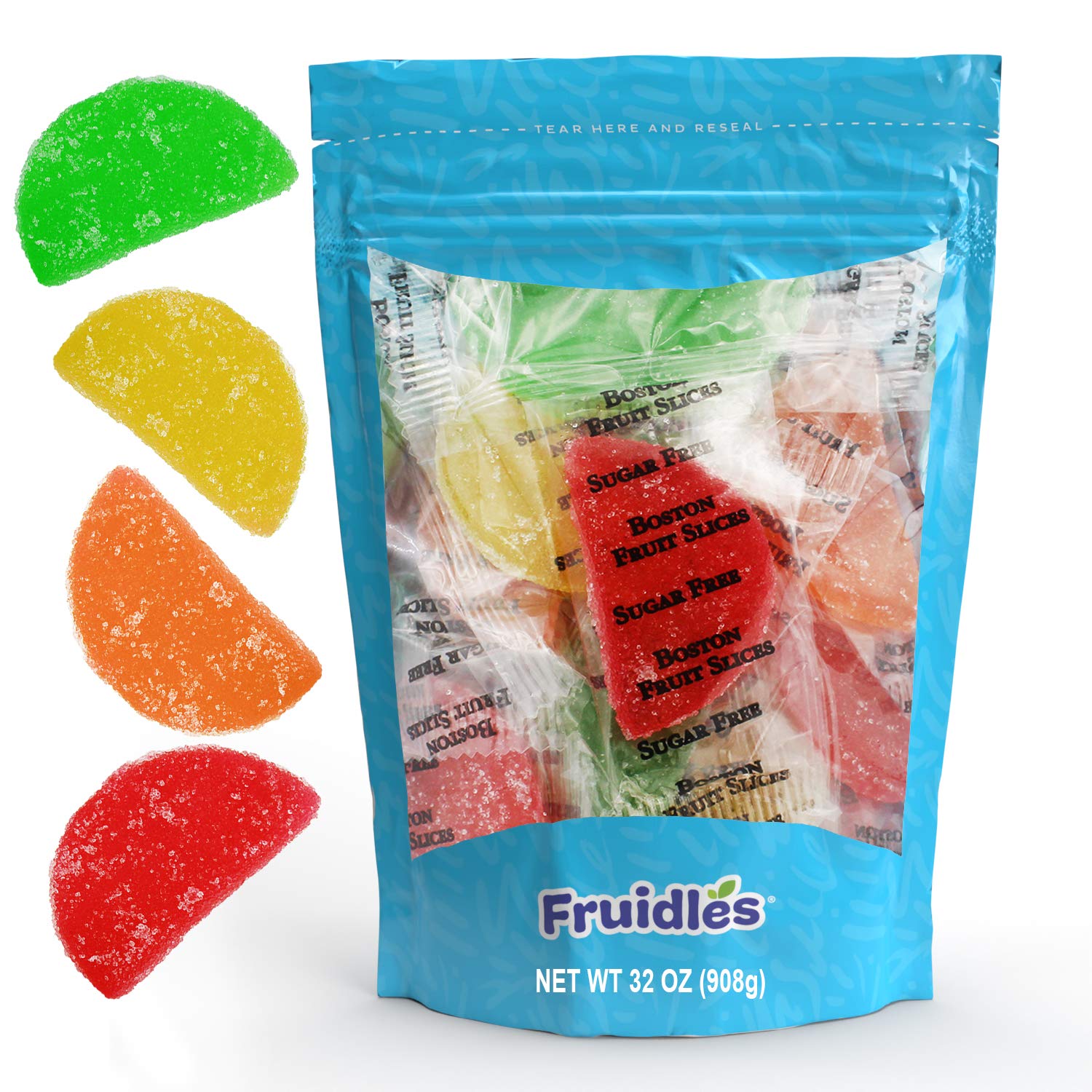 Original Jelly Fruit Slices Sugar-Free, Gummi Sweet Confection Candies, Traditional Old Fashioned, Vegan, Gluten-Free, Kosher Certified Parve (2 Pound)