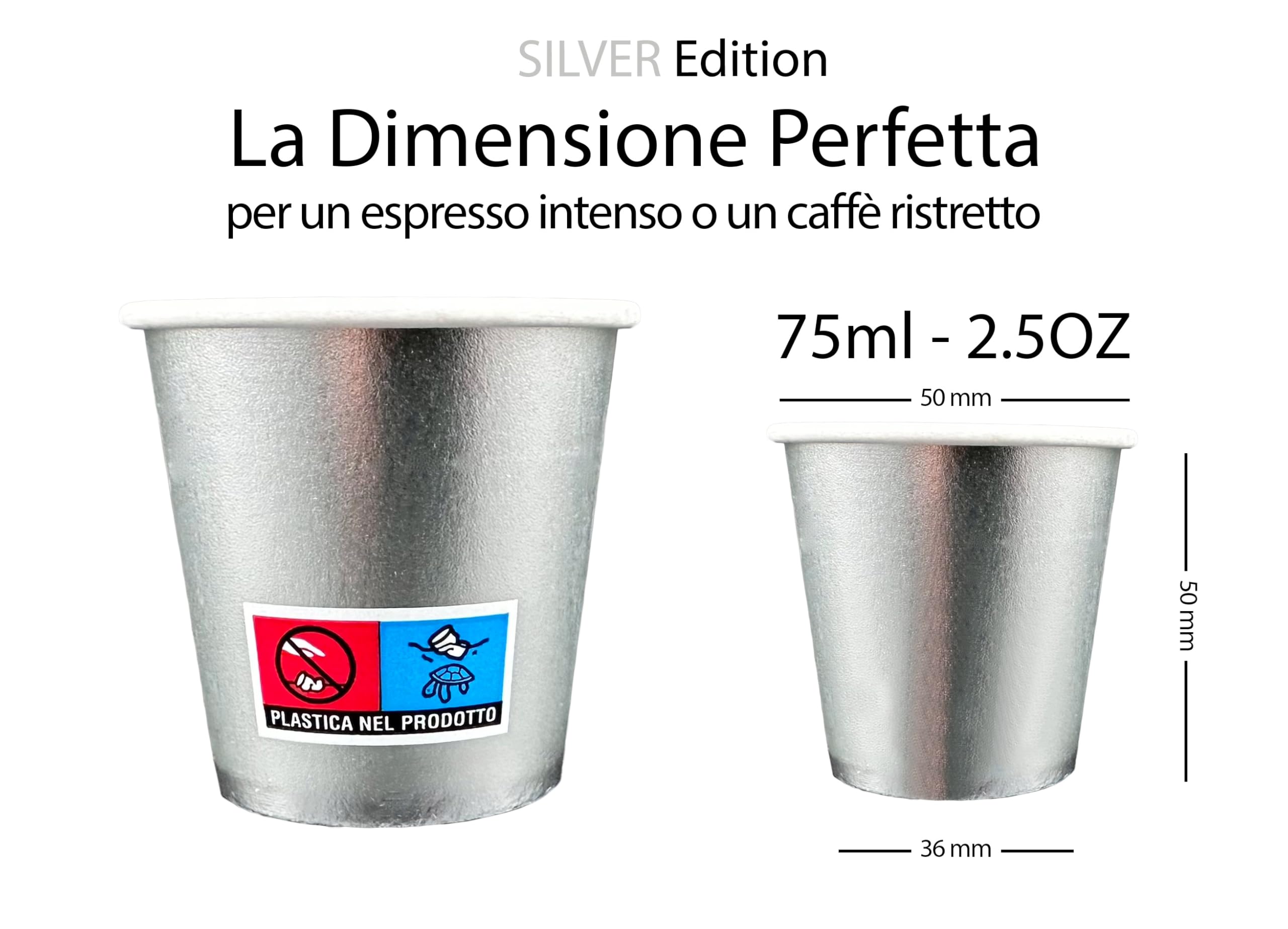 SWEEPING,1000 Bicchierini Caffè monouso,tazzine caffe in carta da 65ml - SILVER EDITION - Bicchieri caffe monouso per un esperienza elegante