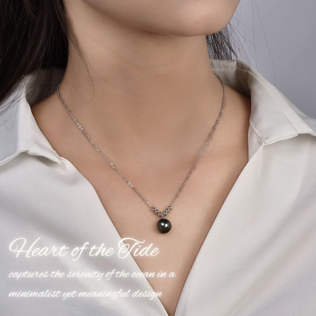 Lunar Belle 925 Sterling Silver Black Pearl Pendant Necklace Jewelry for Women, Birthday Wedding Gift for Her (Heart of the Tide) - Image 5