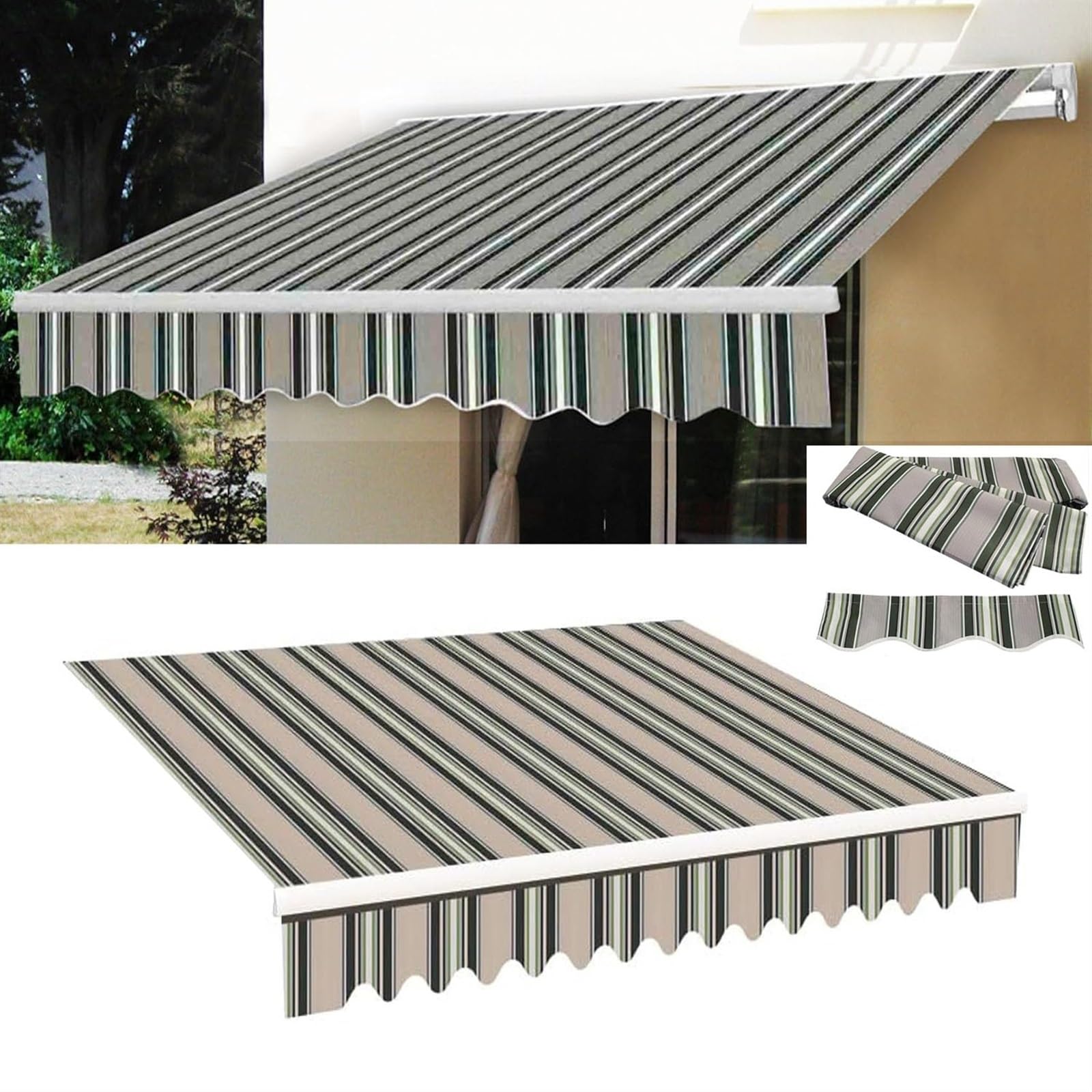 Außenfenster, wasserdichte Markise Aus Segeltuch/Stoff, Terrassen-Markisenoberteil, Ersatzstoff, Wasserdichter Polyester-Markisenstoff for Terrasse, Deck, Balkon, Autoseite (Size : L23xW6.5ft)