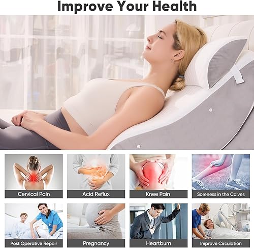 Miniatura 4 de Juego de 4 almohadas de cuña para después de la cirugía, juego de almohada ortopédica de espuma viscoelástica, cama ajustable para dormir