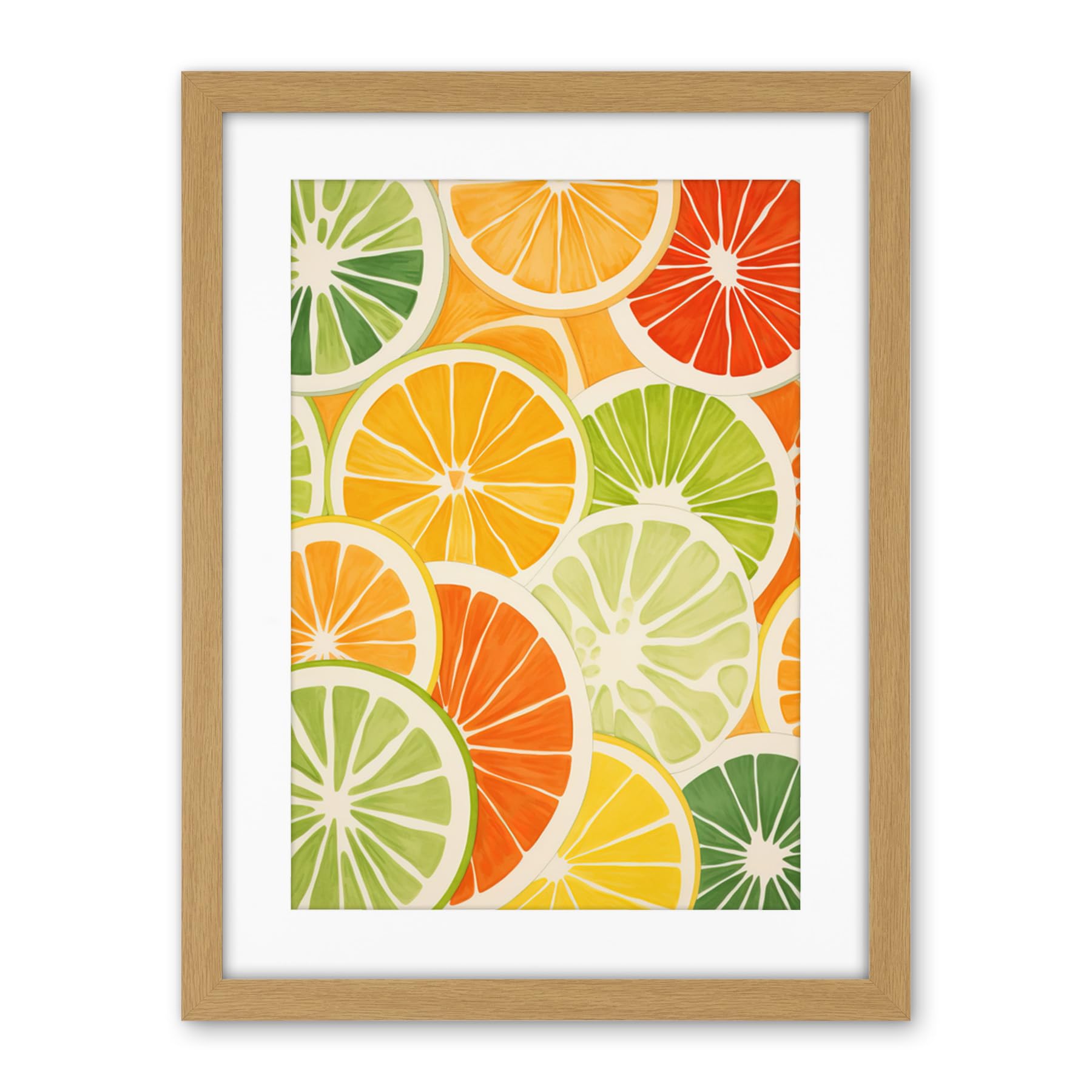 Artery8 Slices of Limes Oranges and Grapefruit Bright Watercolour Painting Kitchen Artwork Framed Wall Art Print 18X24 Inch