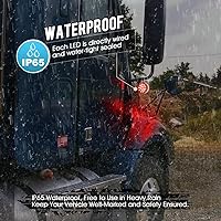 Vista 2 de Partsam 2 luces LED redondas de doble cara de 3 pulgadas, color rojo/ámbar, 30 luces LED para guardabarros, señal de giro cromada, Miro-reflex