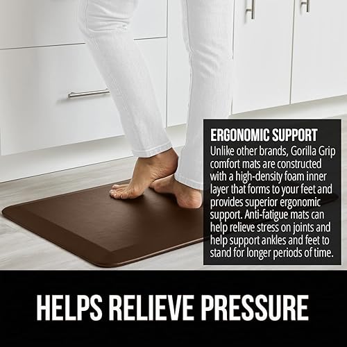 Miniatura 3 de Gorilla Grip Tapete antifatiga y tapete para silla, antifatiga, tamaño 32 x 20 pulgadas, color marrón, espuma viscoelástica y tapete para silla,