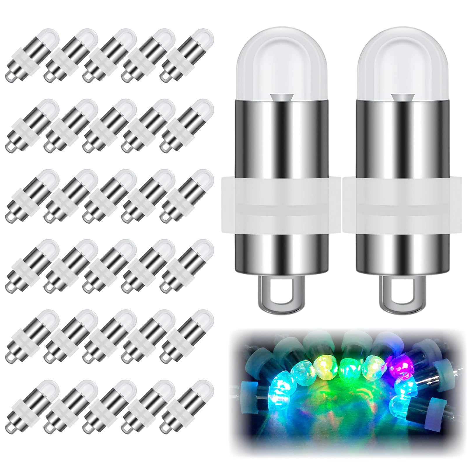 TaimeiMao 30 Stück LED Ballonlichter mit Farbwechsel, Wasserdichte Mini LED Lichter für Lampions Batteriebetrieben mit Wechselbaren Batterien Geeignet für Hochzeit Weihnachten Geburtstag Party