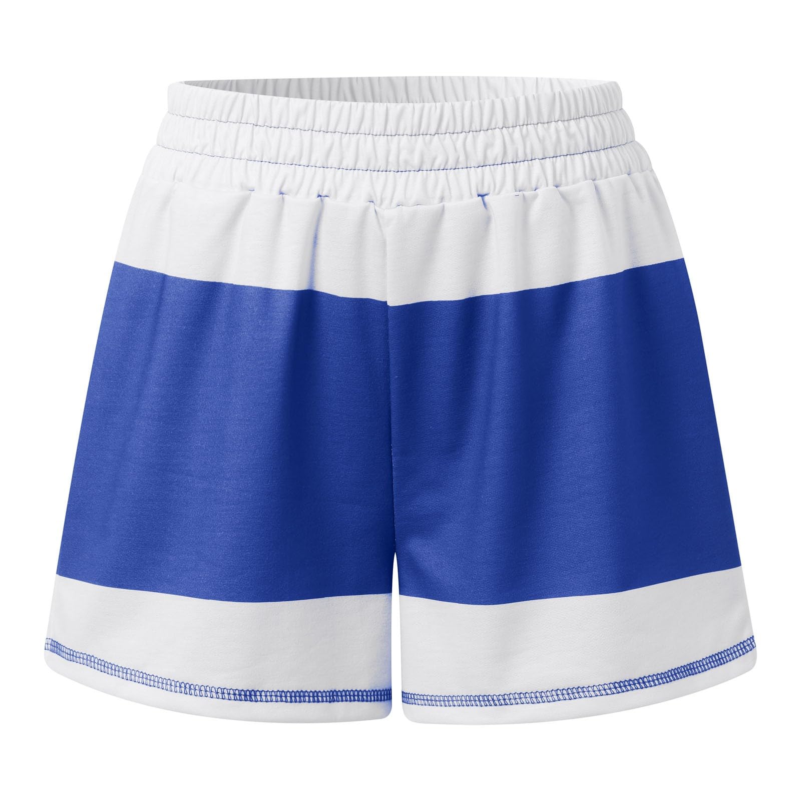 Générique Short élégant pour Femme à Porter au Quotidien. Col en V à Rayures. Parfait pour Les Tenues d'été décontractées. Entretien Facile. Polyvalent pour Les Loisirs et Les Baskets.