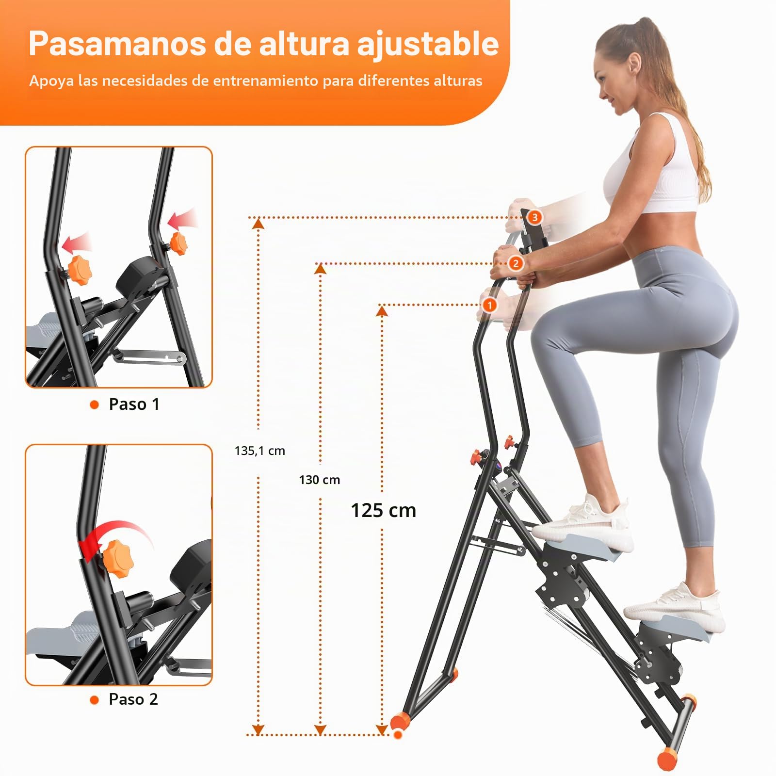 Escaladora vertical plegable para el hogar, máquina de ejercicio para los abdominales, glúteos y piernas. Equipo de cardio para el hogar con resistencia ajustable