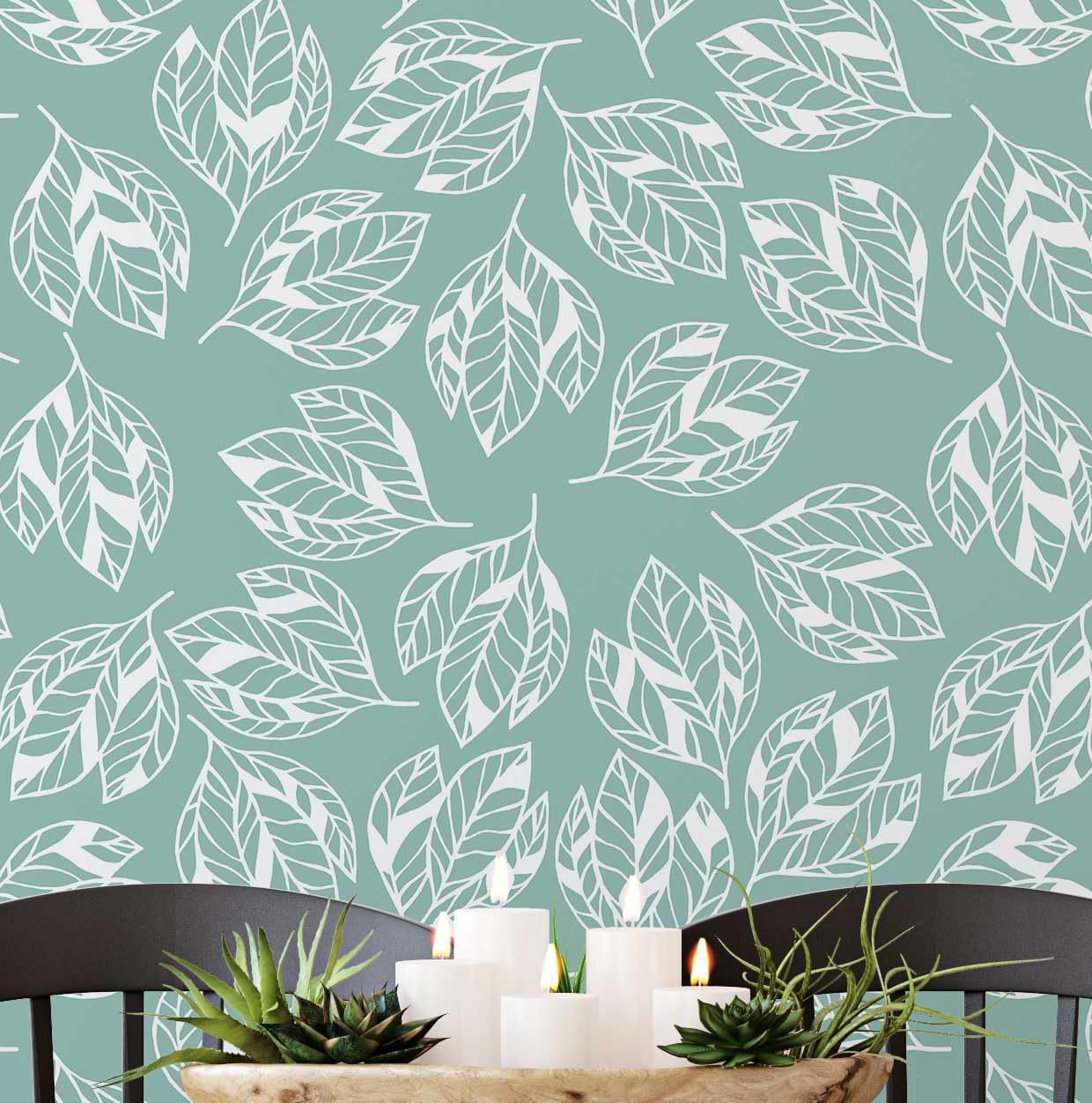 Papier peint vinyle feuilles vertes S4Sassy 63,5x304 cm pour meuble