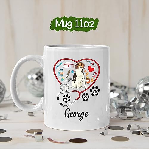 Miniatura 5 de Taza de cerámica para veterinarios  Nombre personalizado Vet Tech Tazas de café  Taza de té veterinaria personalizada Presente  Tazas veterinarias