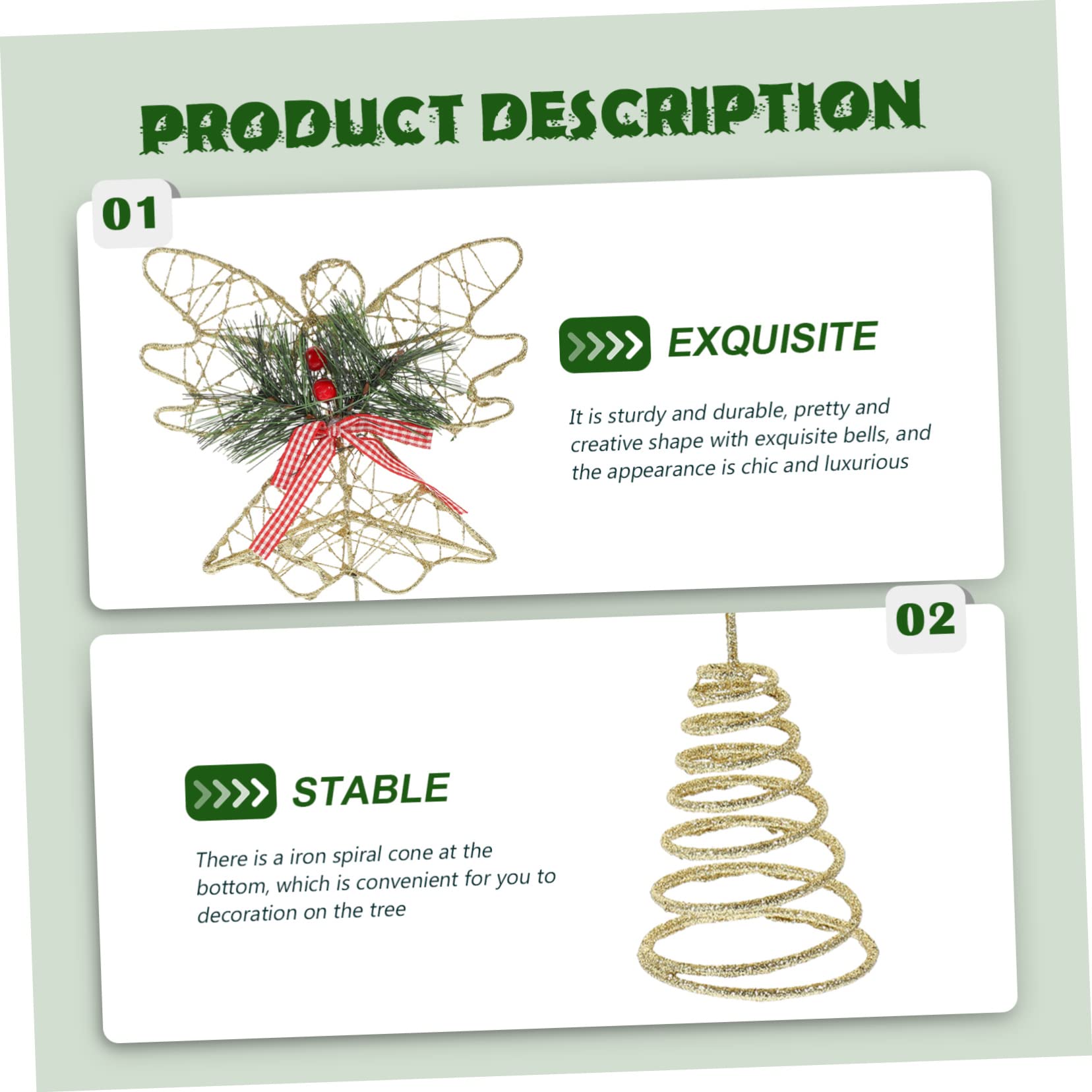 PRETYZOOM 3 Pièces Étoile d'arbre d'ange Hauts De Forme d'arbre De Noël Topper D'e De Noël Ange e De Haut De Forme D'e De Coeur Décorations De Décor De Le Fer