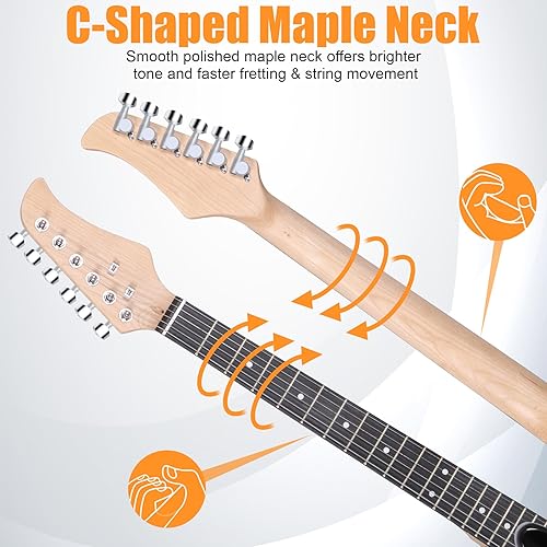 Miniatura 6 de Smartxchoices - Guitarra eléctrica de tamaño completo de 39 pulgadas, kit de iniciación para principiantes con amplificador de 10W, púas, cuerdas,