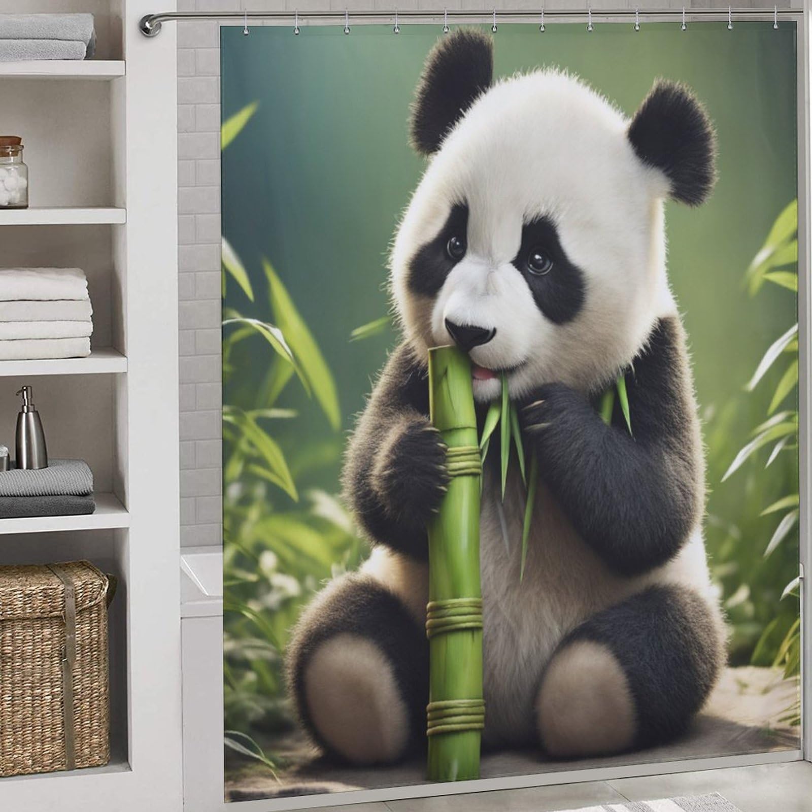 Rideau de douche imperméable panda anti-éclaboussures salle de bain