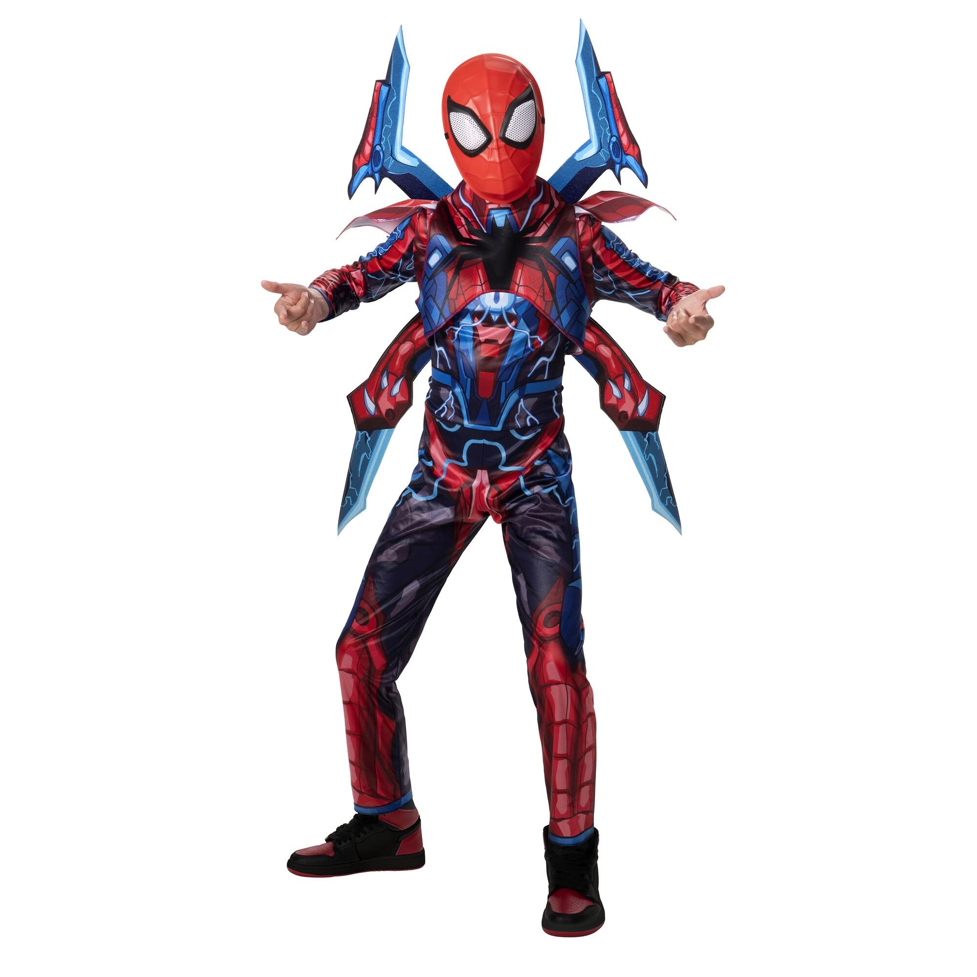 Marvel - Disfraz de cazadores de monstruos de los Vengadores Mech Strike para niños, disfraz de hombre araña, superhéroe (hombre araña, mediano)