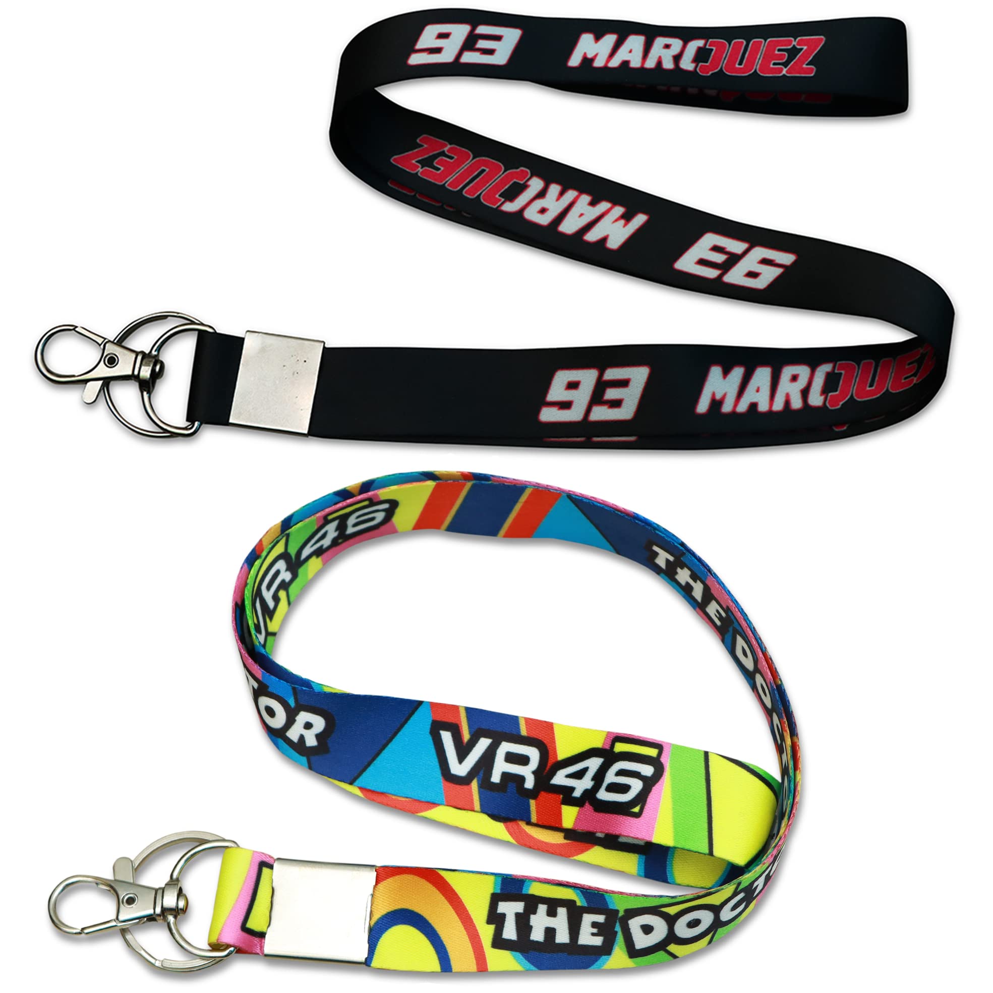 Marquez 93 Keychain VR46 PACK 2 Fabric Locking Hook Id Tag Long Fabric Racing Lanyard Key Chain Bikers Sports Rossi Doctor Valentino Moto Black