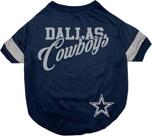 NFL Dallas Cowboys T-Shirt for Dogs & Cats, Small. Football Dog Shirt for NFL Team Fans. New & Updated Fashionable Stripe Design, Durable & Cute Sports PET TEE Shirt Outfit