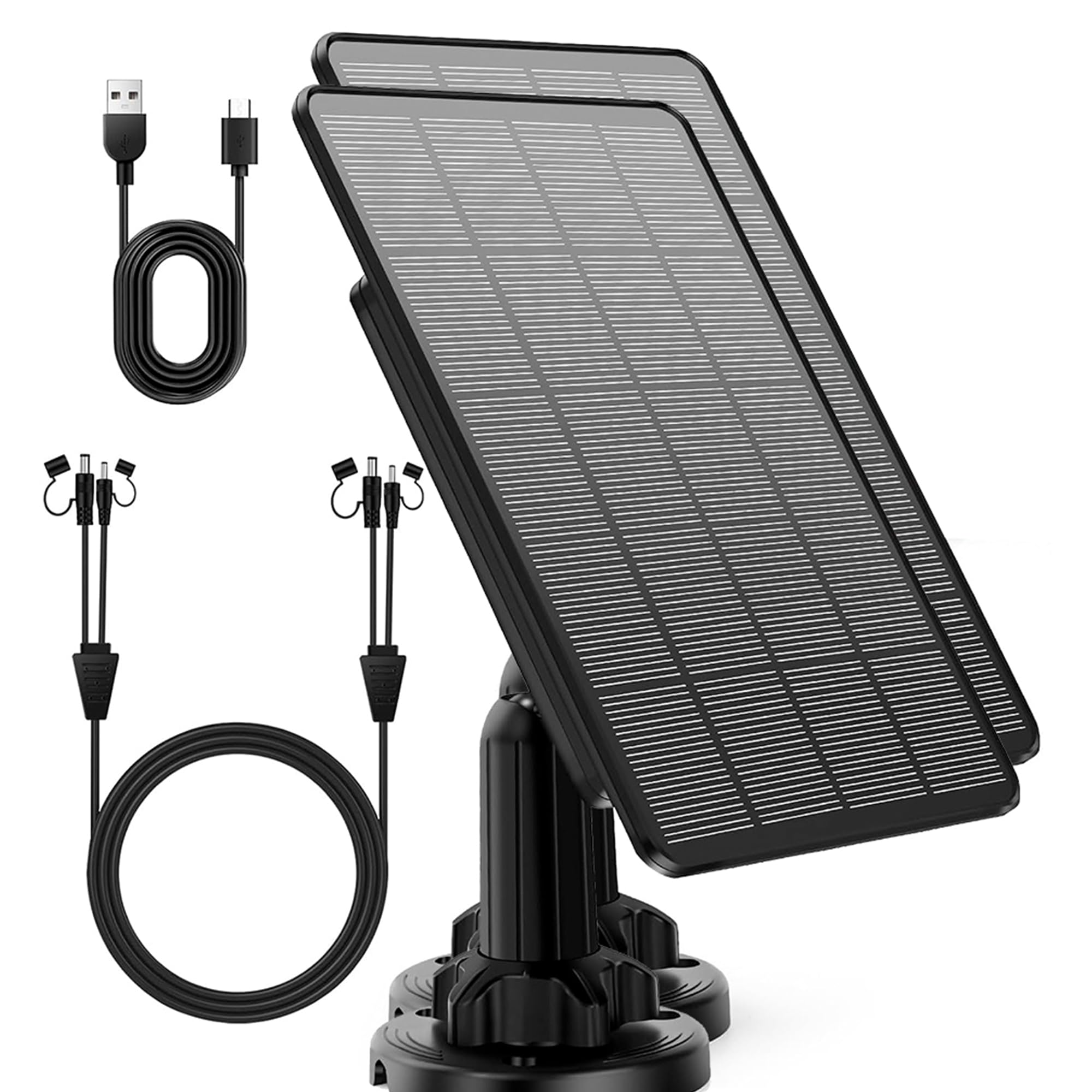 Solarpanel 12V/1A 6V/2A mit integriertem wiederaufladbarem Lithium-Akku mit 4000 mAh IP66, Jagdzubehör, kompatibel mit Jagdspielkameras oder Hirschfutterautomaten (2 Stück)
