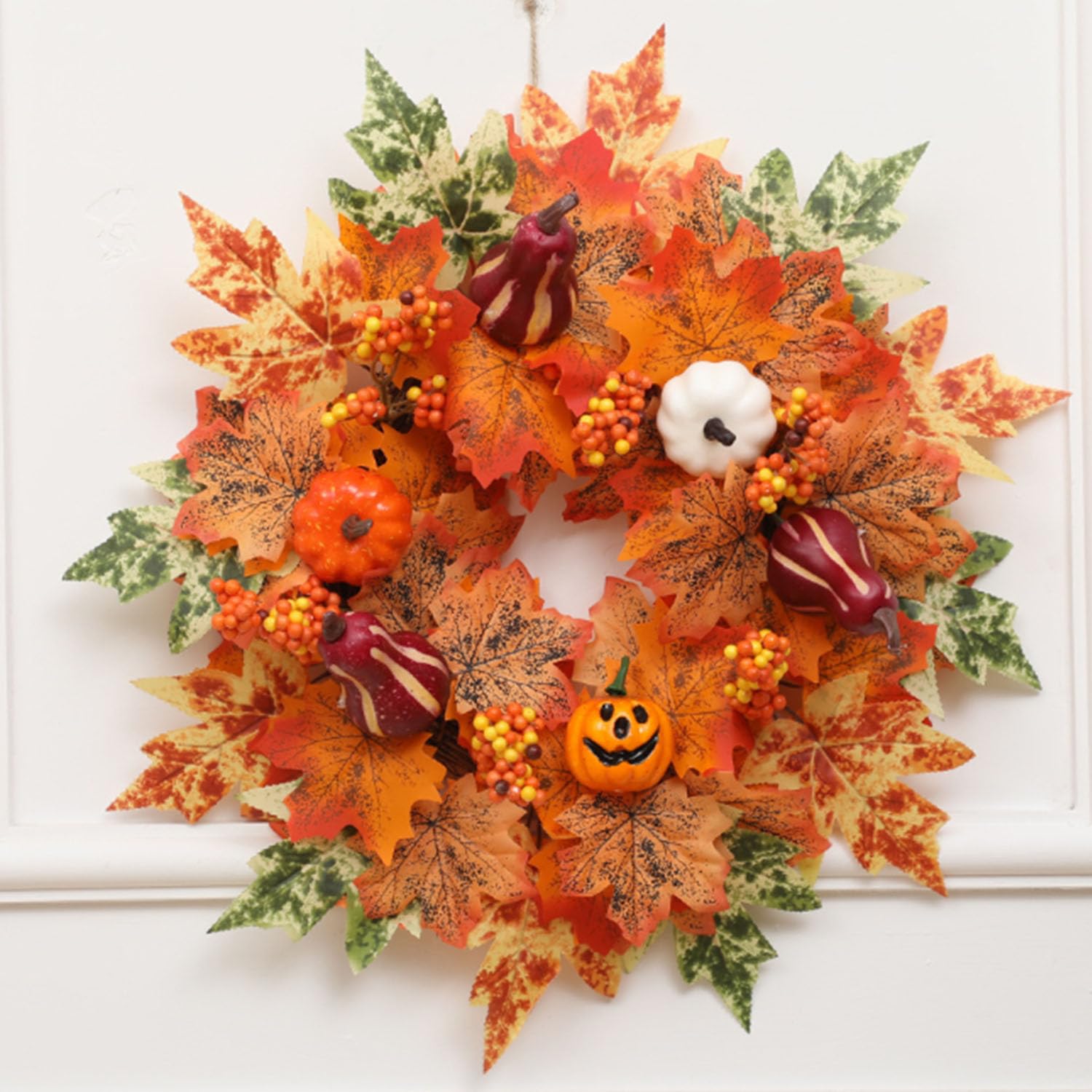 Christmas wreaths, 18 Inch, for Home, Farmhouse Decor with Eucalyptus Leaves,Rose, Big Berries(Color 1)