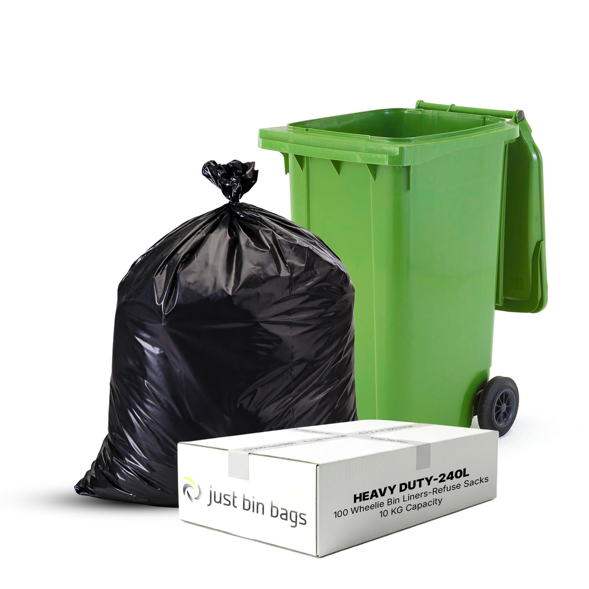 100x 240L Black Wheelie Bin Liners |Extra Heavy-Duty 35 Micron Refuse Sack| Fits 240L Wheelie Bins | For Domestic & Commercial Use