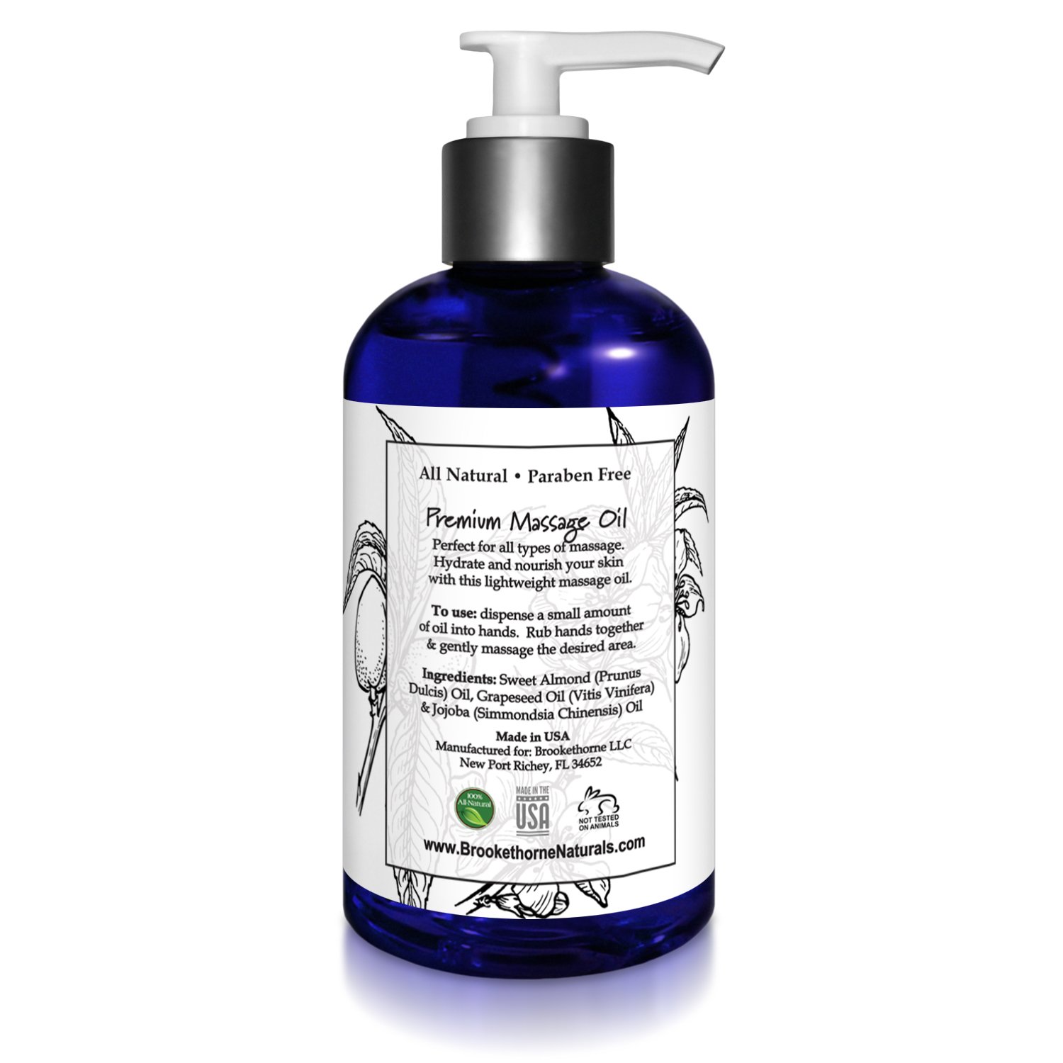 Unscented Massage Oil for Massage Therapy – 100% Natural Body Oil with Sweet Almond, Grapeseed & Jojoba for Premium Glide – Pure Carrier Blend for Aromatherapy – Brookethorne Naturals - Image 7