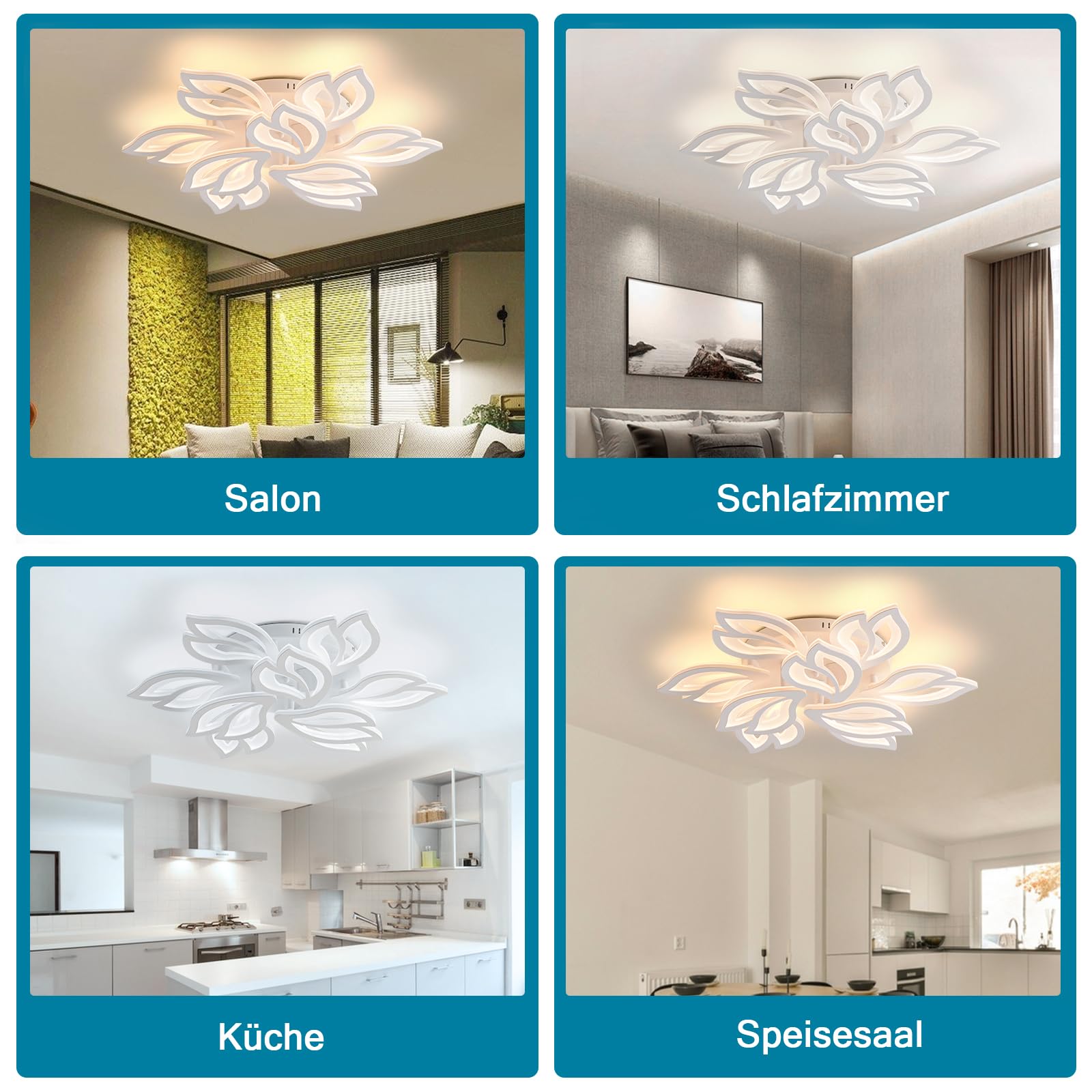 Sky angle Plafonnier LED avec télécommande, lampe de chambre à coucher à intensité variable, plafonnier de salon créatif en forme de fleur