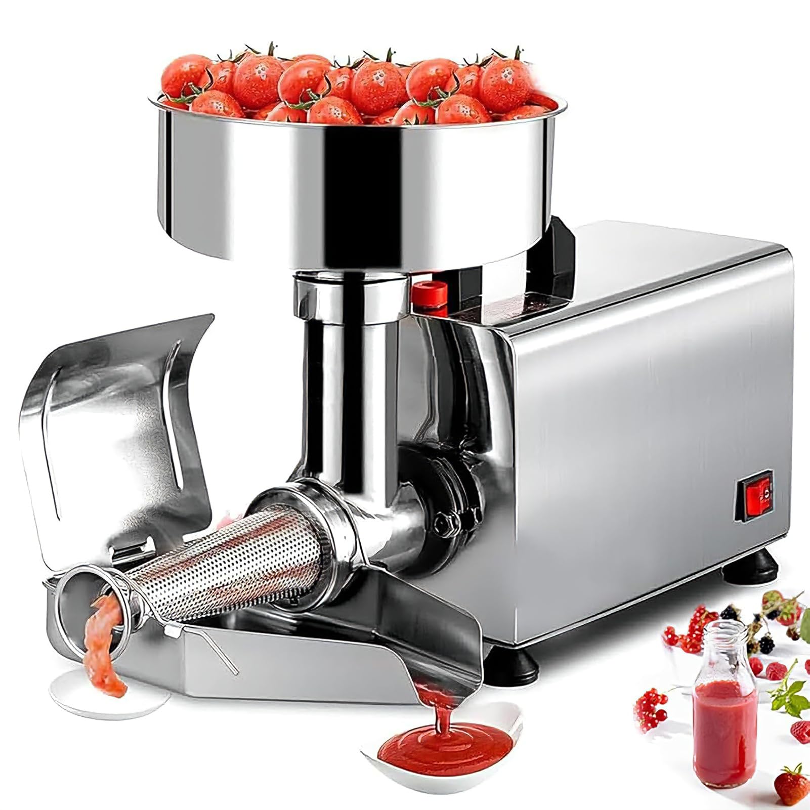 vanenferse 450W Electric Tomato Strainer & Sauce Maker | Commercial Stainless Steel Milling Press | Fruit Juicer | Small Grinding Machine for Home Kitchen for Tomatoes Berries Purees
