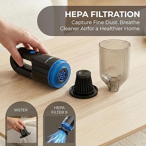 Miniatura 6 de Apical Life Aspiradora de mano inalámbrica, motor sin escobillas de 10000 Pa, aspiradora de coche de succión fuerte, 1.6 libras, mini aspiradora