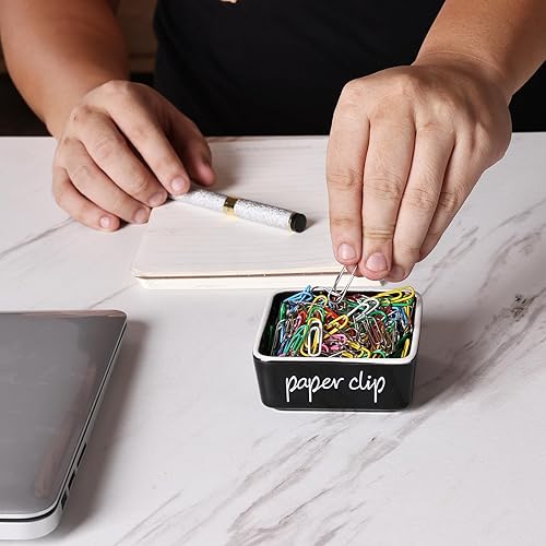 Vista 13 de ONTUBE Soportes de clip de papel de cerámica para escritorio de 3.3 pulgadas, turquesa