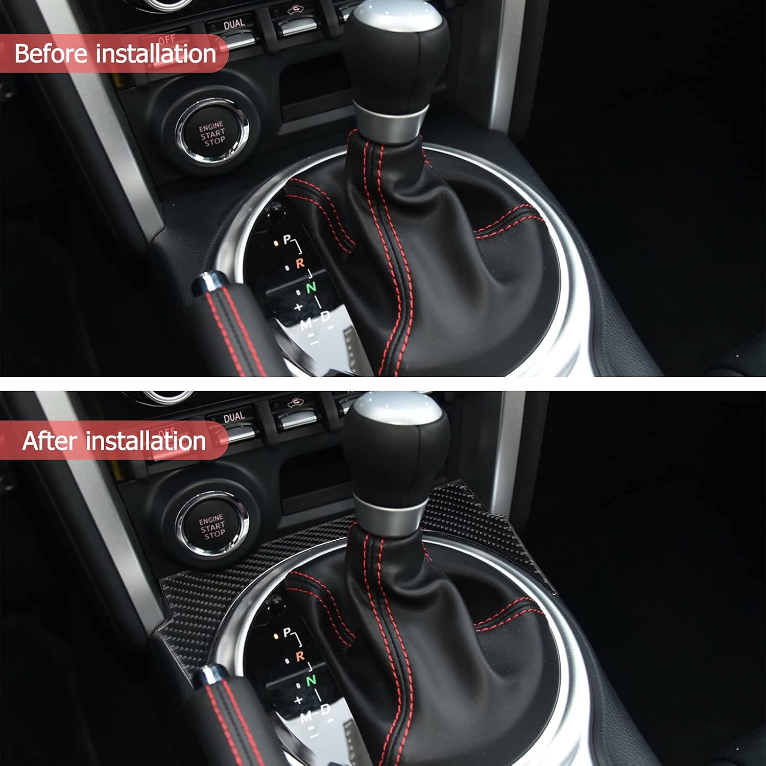 SUNJIKA Compatible with Carbon Fiber 1PCS Interior Gear Shifter Box Control Panel Cover Trim Sticker for Subaru BRZ Scion FR-S Toyota 86 Accessories 2016 2017 2018 2019 2020 (Black)