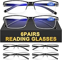 6-Pack Men's Reading Glasses with Spring Hinges, Blue Light Blocking & Anti-Eyestrain HD Lenses for Computers