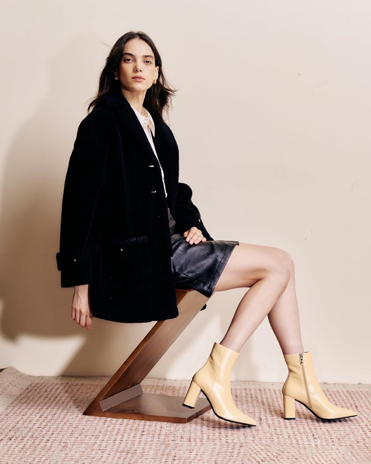 NEWBELLA Women's British Style Ankle Boots - Fashionable Vegan Leather Short Boots, Versatile Chunky Heel Booties for Everyday Wear - Image 3