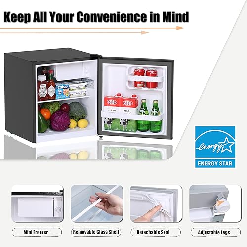 Miniatura 4 de Frestec Mini refrigerador de 1.6 pies cúbicos con congelador, refrigerador compacto, eficiencia energética para oficina, apartamento, dormitorio,