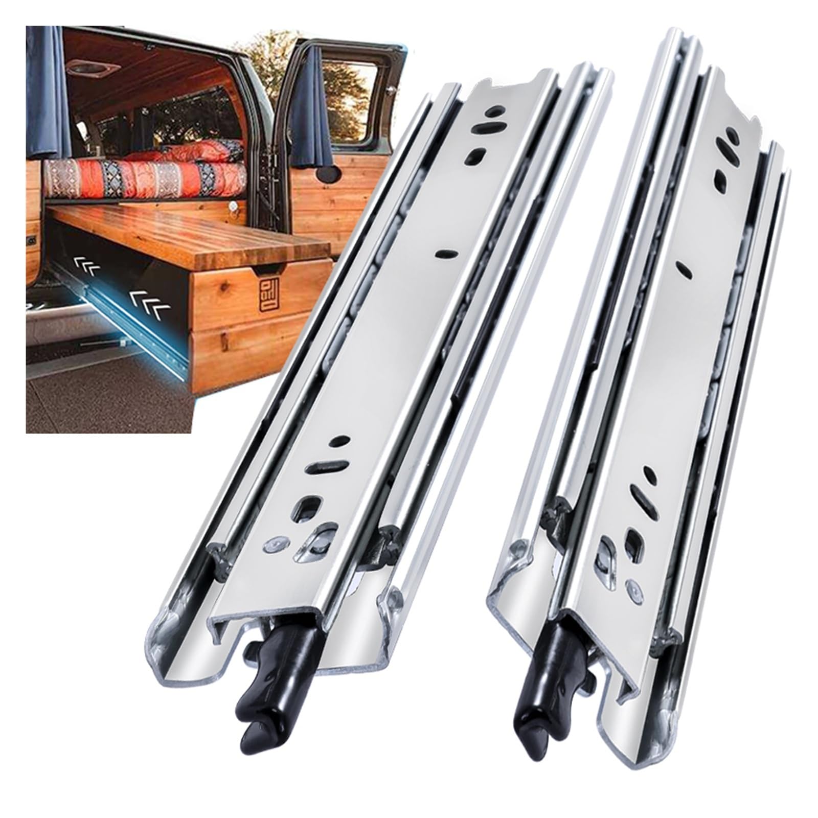 1 para prowadnic do szuflad o wadze 150 funtów blokujących łożysko kulkowe z pełnym wysuwem(No lock,40inch(1000mm))