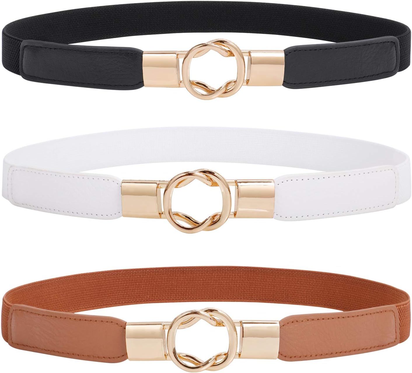 LEACOOLKEYWomen Skinny Stretchy Waist Belt for Dress Ladies Elastic Thin Belt Plus Size