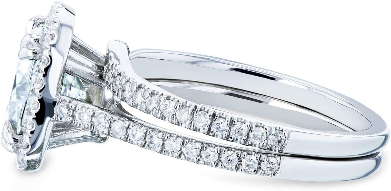 Kobelli Cushion Moissanite Halo Bridal Rings Set 2 2/5 CTW 14k White Gold (GH/VS, GH/I), 6