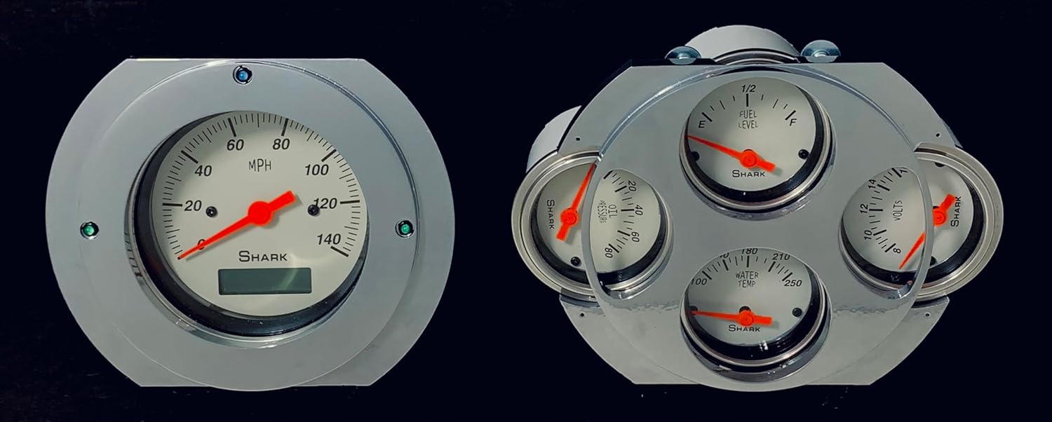 Compatible with 1951 1952 Ford Truck 5 Gauge Dash Cluster Rear Mount Panel Powder Coated Beige